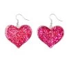 Earrings – Pink Glitter Love Hearts