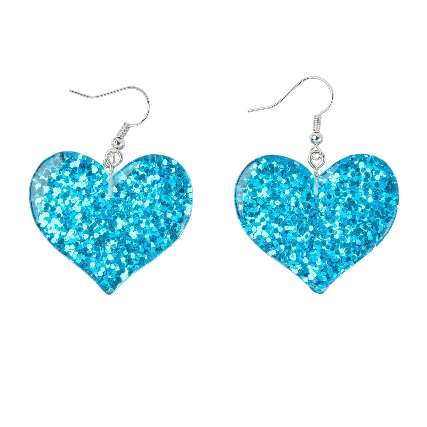 Earrings – Teal Glitter Love Hearts 3 Earrings – Teal Glitter Love Hearts