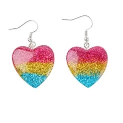 Earrings – Pansexual Flag Glitter Love Hearts