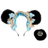 Teddy Bear Ear With Tail Moggy Headband – Black/Blue