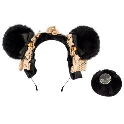 Teddy Bear Ear With Tail Moggy Headband – Black/Black