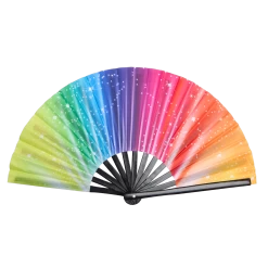 Rainbow Stars Print Hand Fan