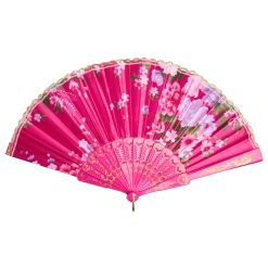 Beautiful Traditional Japanese Flower Hand Fan – Pink