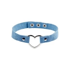 Denim Heart Choker – Light Blue