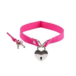 Dark Pink Choker With Heart Lock