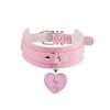 Wide Pink Choker With Broken Heart