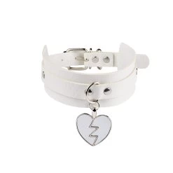 Wide White Choker With Broken Heart