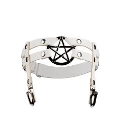 Rainn White Leg Garter – Metal Pentagram
