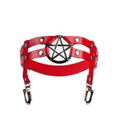 Rainn Red Leg Garter – Metal Pentagram