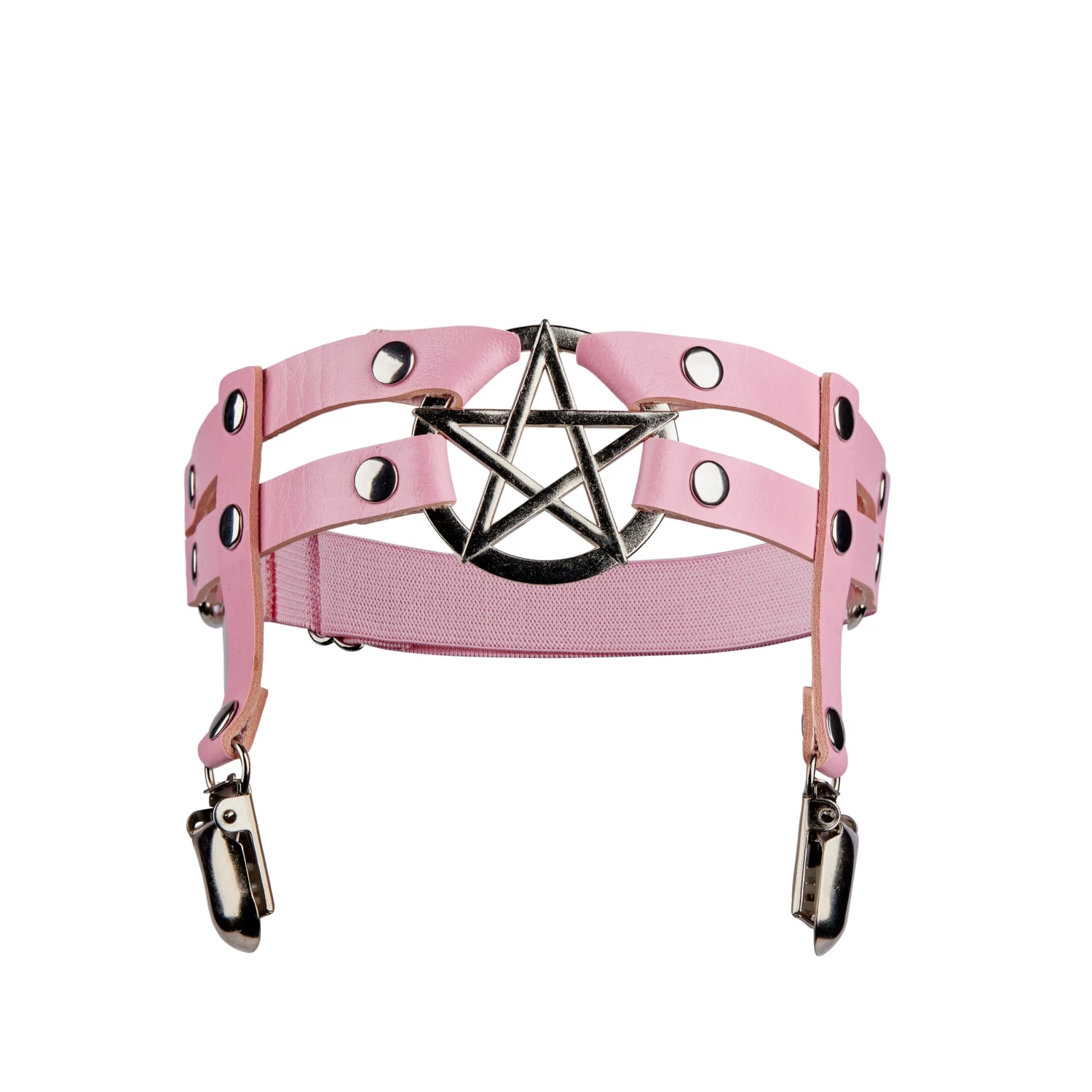 Rainn Pink Leg Garter – Metal Pentagram 3 Rainn Pink Leg Garter – Metal Pentagram