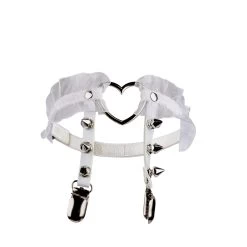 White Lace Heart Stud Leg Garter