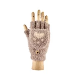 Fingerless Bunny Paw Gloves – Grey/Khaki