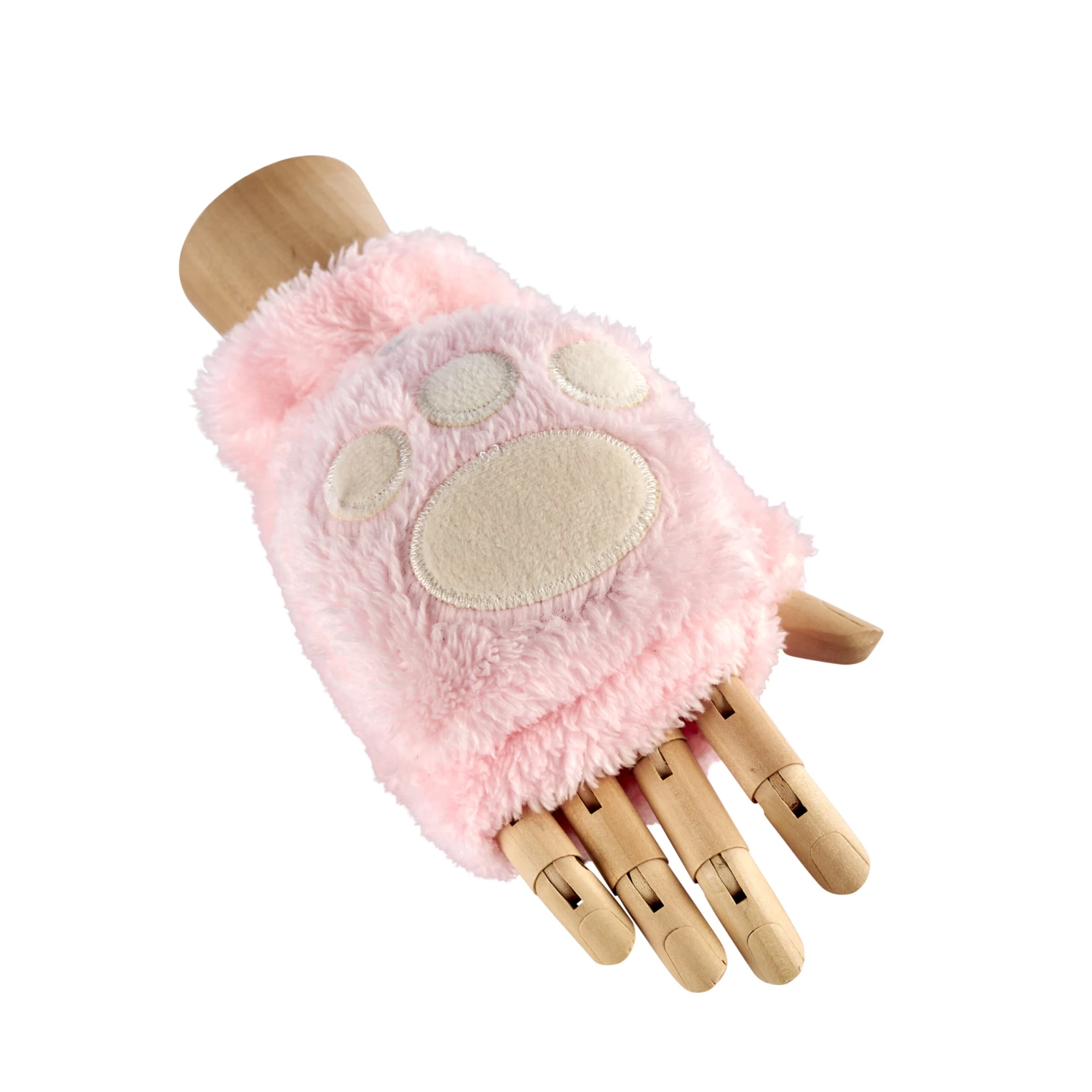 Fluffy Fingerless Paw Gloves – Pink 3 Fluffy Fingerless Paw Gloves – Pink