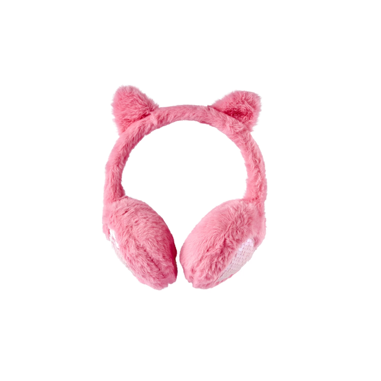 Pink Cat Earmuffs / Heart Sequins 3 Pink Cat Earmuffs / Heart Sequins