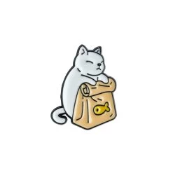 White Catfish Takeaway Enamel Pin – #363
