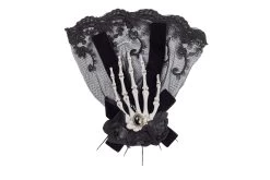 Skeleton Hand Hair Clip/Broach With Black Roses Jewel