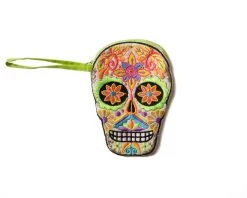 White & Green Sugar Skull Purse