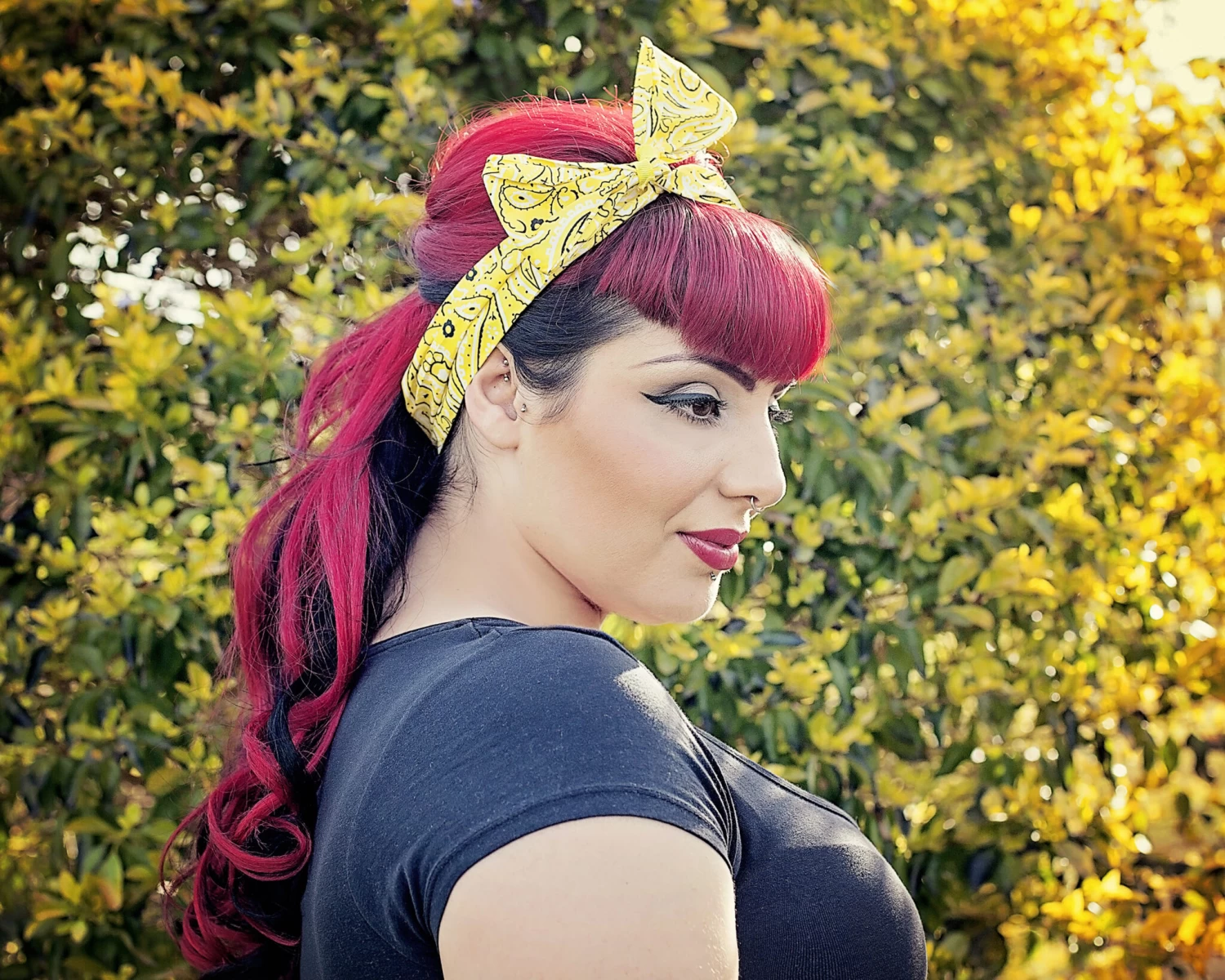 Yellow Bandana Bow Hair Tie 3 Yellow Bandana Bow Hair Tie