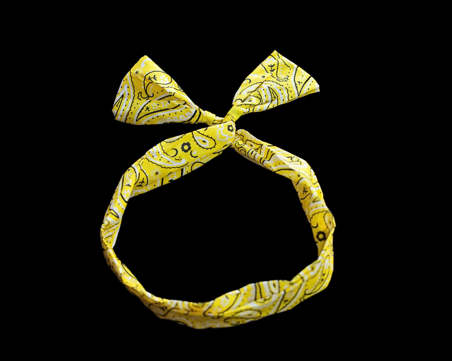 Yellow Bandana Bow Hair Tie 4 Yellow Bandana Bow Hair Tie - Image 2