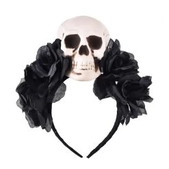 Black Rose/ Large Skull Head Band