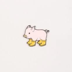 Pig In Yellow Boots Enamel Pin – #112