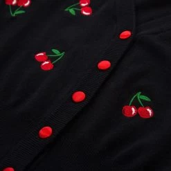 Cherry Cardigan – Black -Fusion Charm Shop cherry cardigan black print