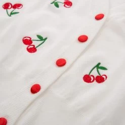 Cherry Cardigan – White -Fusion Charm Shop cherry cardigan white print