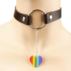Black Choker With Ring And Pride Heart Pendant