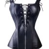 Alexandra Black Faux Leather Overbust Corset -Fusion Charm Shop dcdbf71f5a7c4467bc71dce06d2213ee433a2f6d