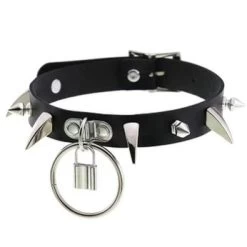 Annie Black Choker – Spikes/Ring/Lock