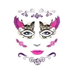 Pink Wings Face Tattoo