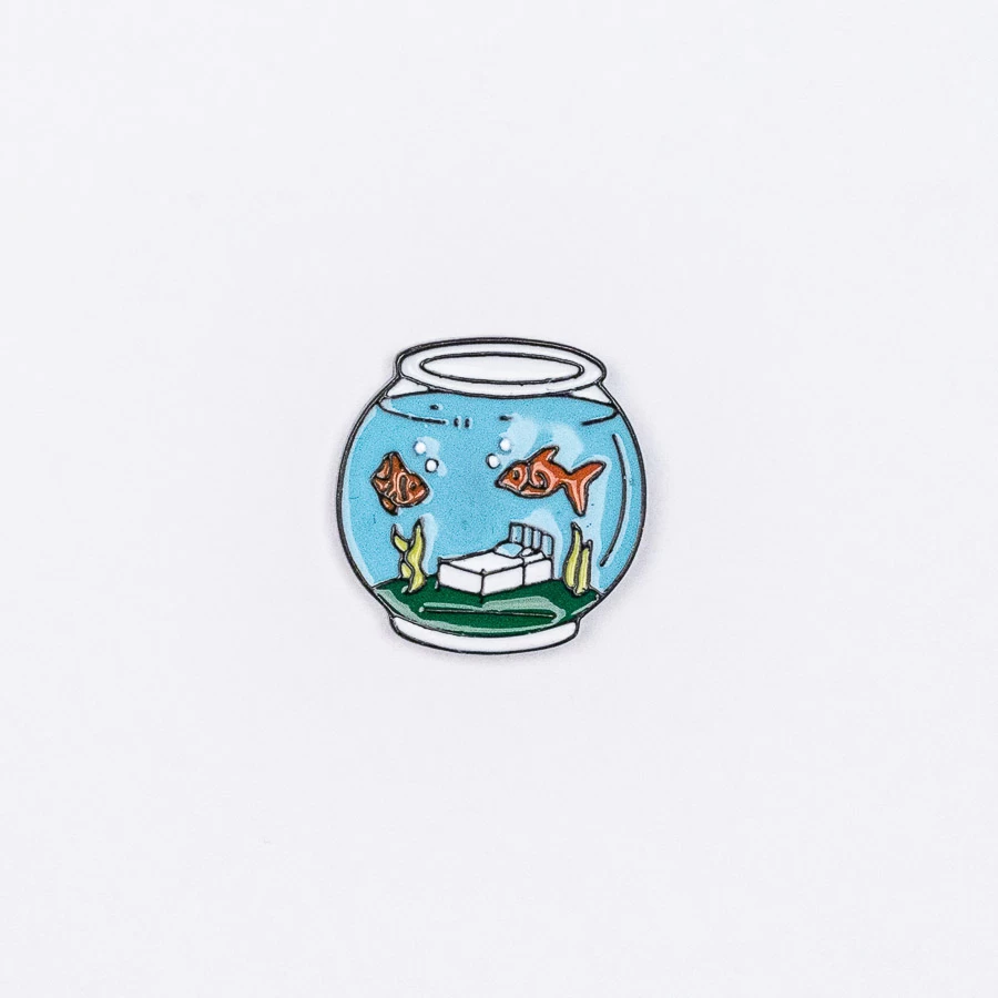 Fish Bowl At Home Enamel Pin – #165 3 Fish Bowl At Home Enamel Pin – #165