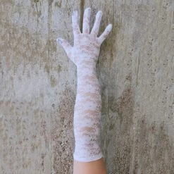 Long White Lace Gloves