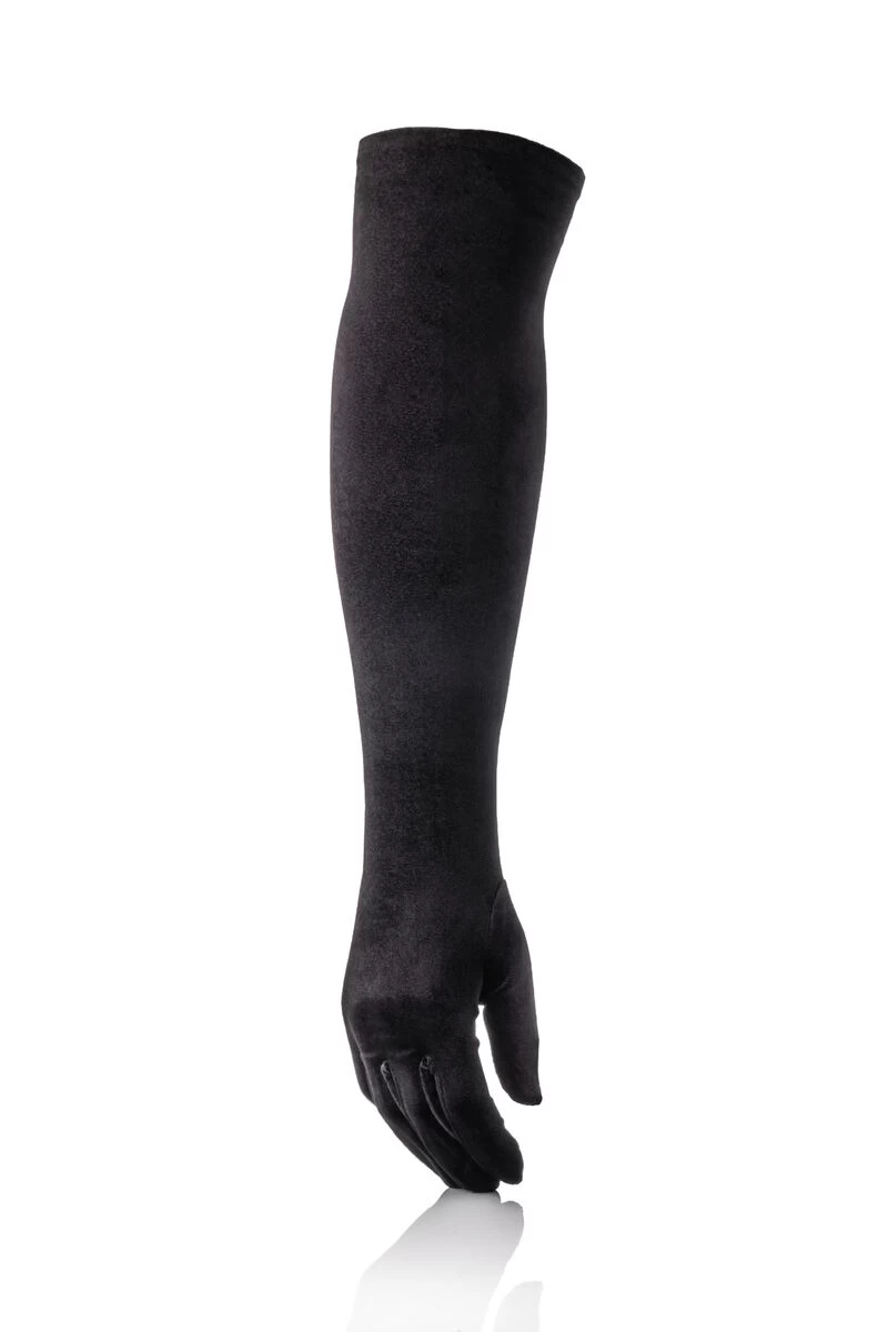 Velvet Long Gloves – Black 3 Velvet Long Gloves – Black