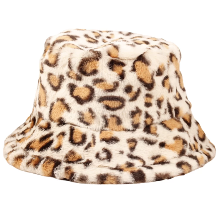 Pale Leopard Fluffy Bucket Hat 4 Pale Leopard Fluffy Bucket Hat - Image 2