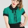 Hell Bunny Paradisum Blouse – Green -Fusion Charm Shop hlb60126 paradisium blouse green 01 7