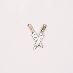 Pair Of Knives With Face Print Enamel Pin – #110