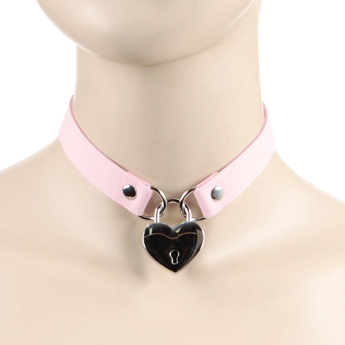 Pink Choker With Heart Lock 5 Pink Choker With Heart Lock - Image 3
