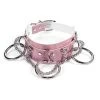 Pink Wide Hologram Choker With Rings And Chain -Fusion Charm Shop pink wide hologram choker with chains and rings 2