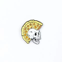 Pizza Skull Mohawk Enamel Pin – #28