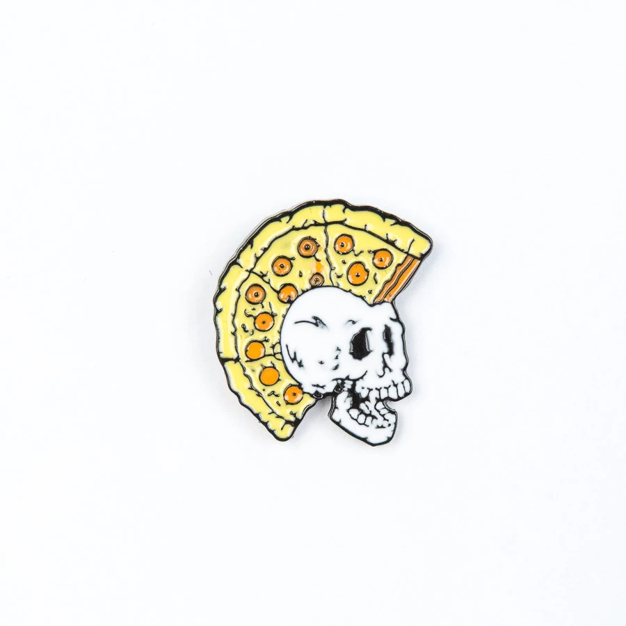 Pizza Skull Mohawk Enamel Pin – #28 3 Pizza Skull Mohawk Enamel Pin – #28