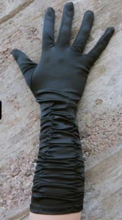 Long Black Satin Gloves