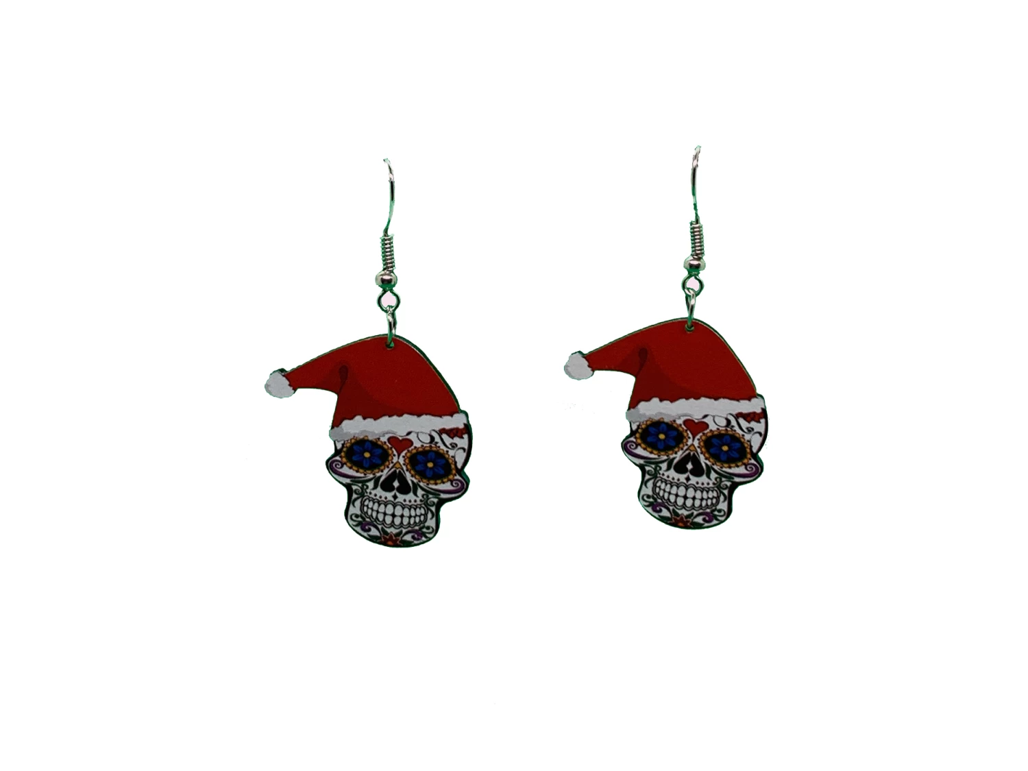 Sugar Skull With Santa Hat Earrings 4 Sugar Skull With Santa Hat Earrings - Image 2