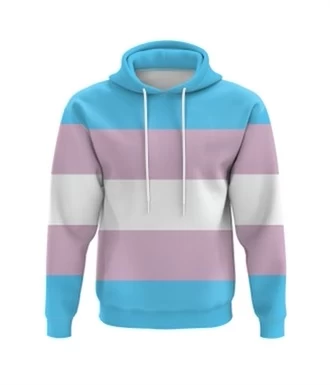 Transgender Flag Print Hoodie 3 Transgender Flag Print Hoodie