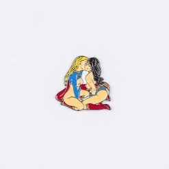 Two Superhero Girls Kissing Enamel Pin – #145