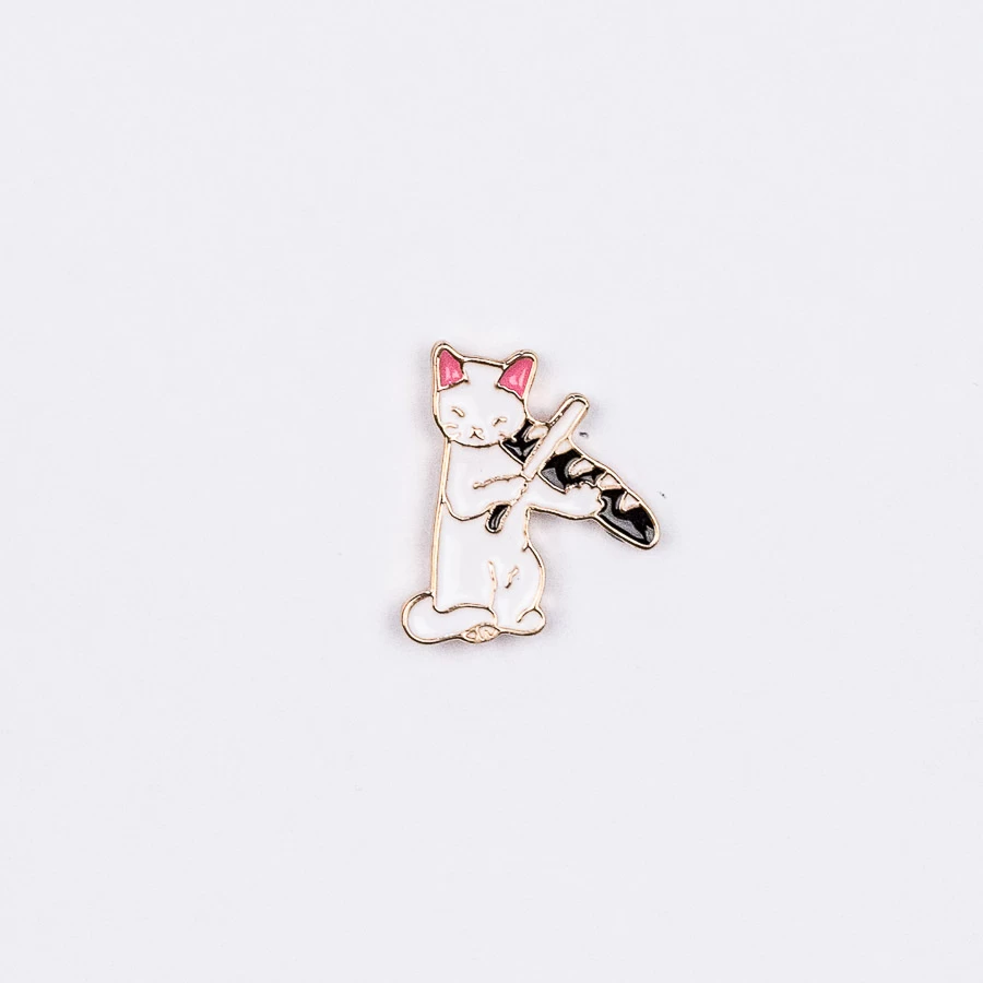Cute Cat With Bread And Knife Enamel Pin – #193 3 Cute Cat With Bread And Knife Enamel Pin – #193